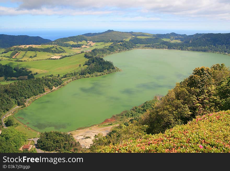 Lake in Azores Lagoa dos Furnas