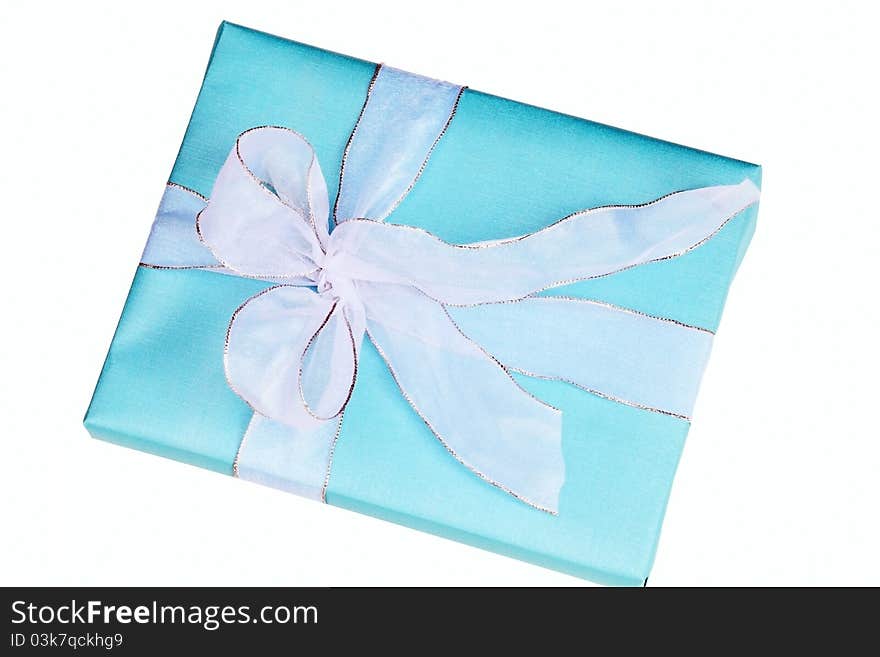 A beautiful blue gift box.