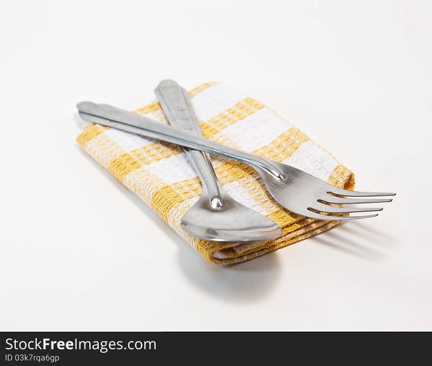 Set of spoon on white background