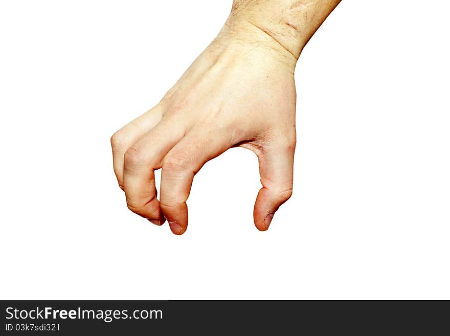 Empty woman hand isolated on white background