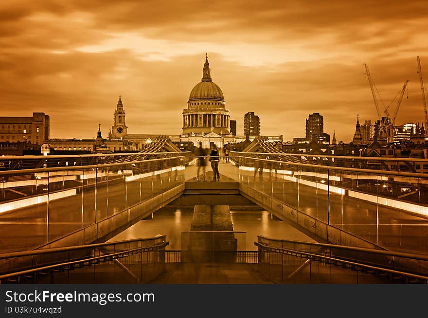 Toned, night image of  St. Paul's Cathedral. Toned, night image of  St. Paul's Cathedral.