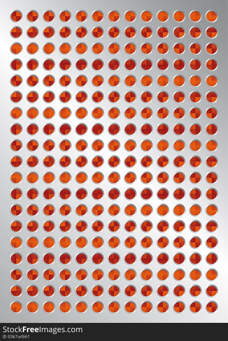 Silver background with orange raster circles. Silver background with orange raster circles