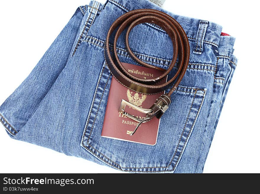 Jeans and passport