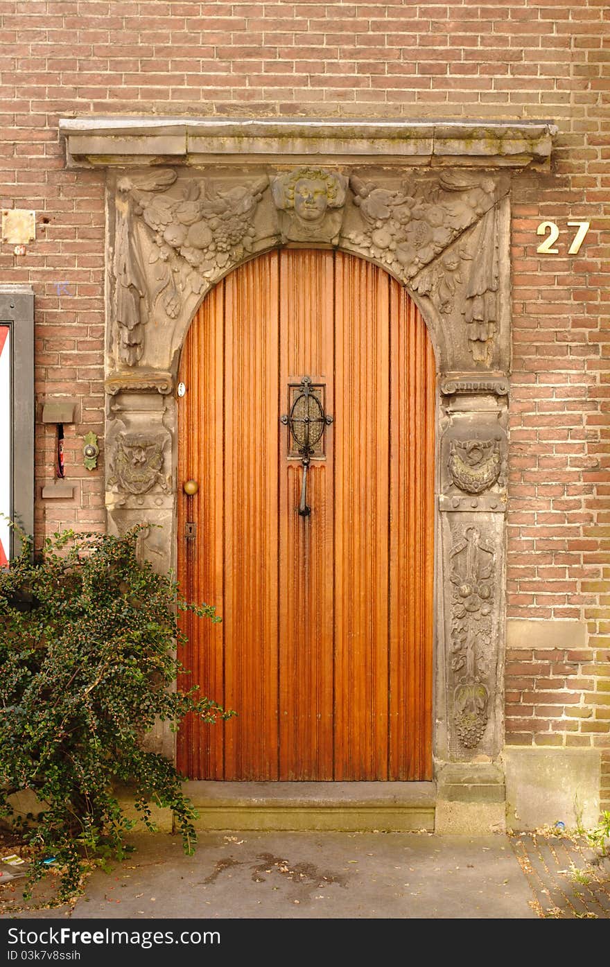 Architectural detail of entrance with door