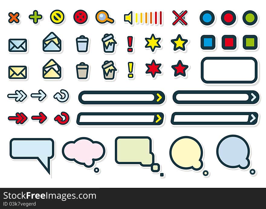 Icons, individual parts to build a web site. Icons, individual parts to build a web site