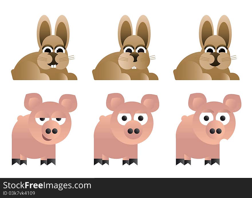 Isolated Caricature animals for children. Isolated Caricature animals for children