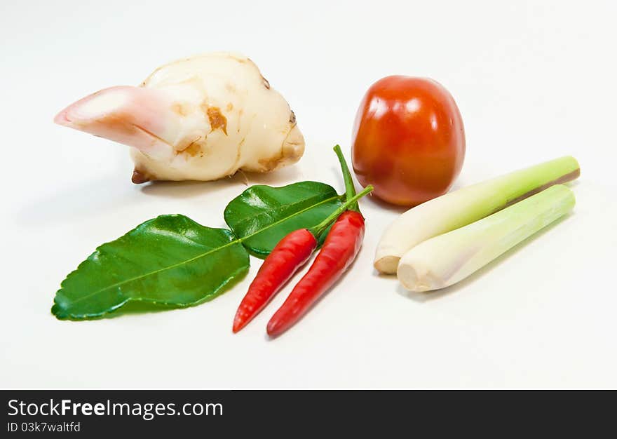 Group of Tomyum(Thai food) seasoning ingredients