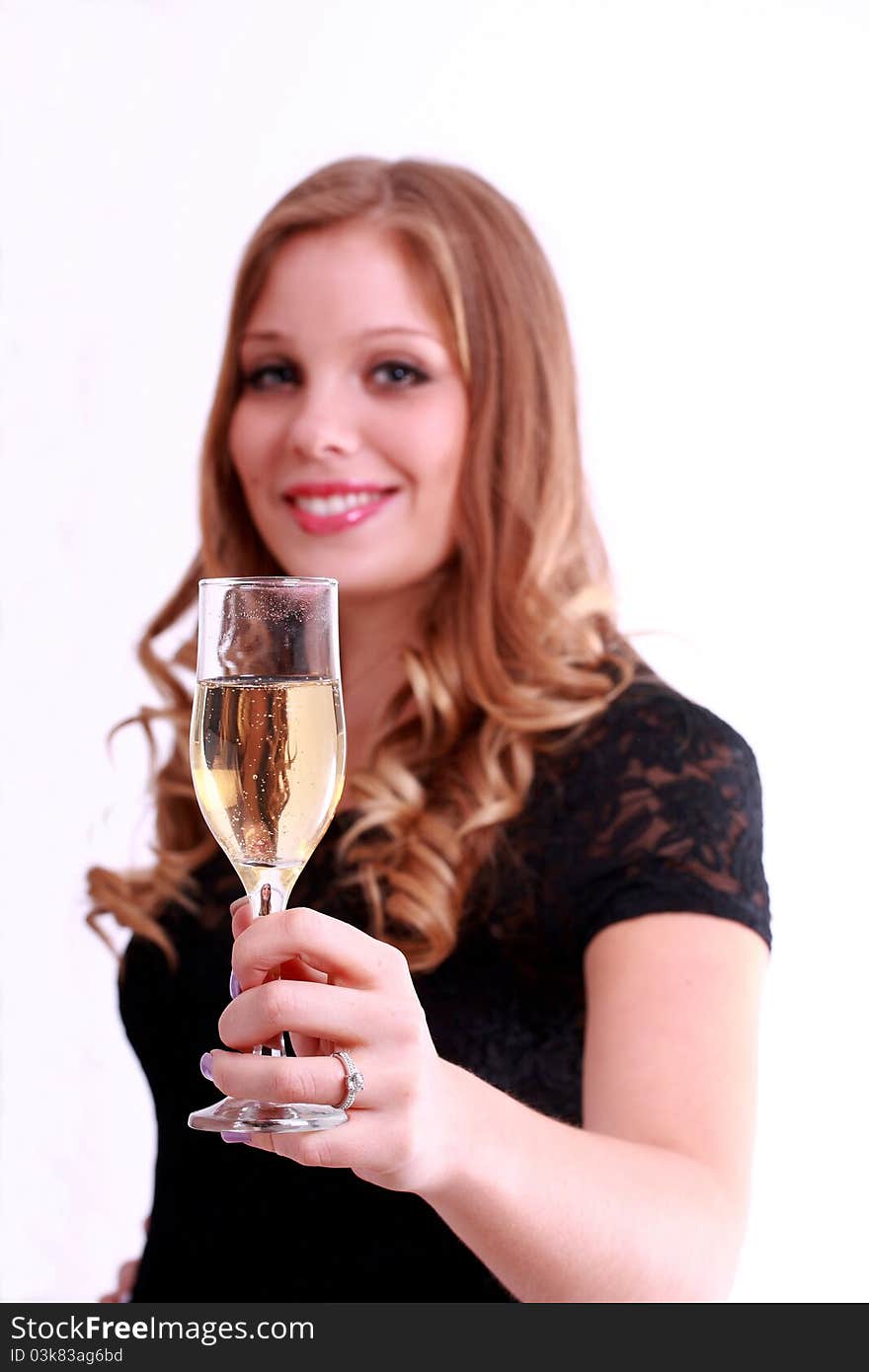 Woman holding champagne flute