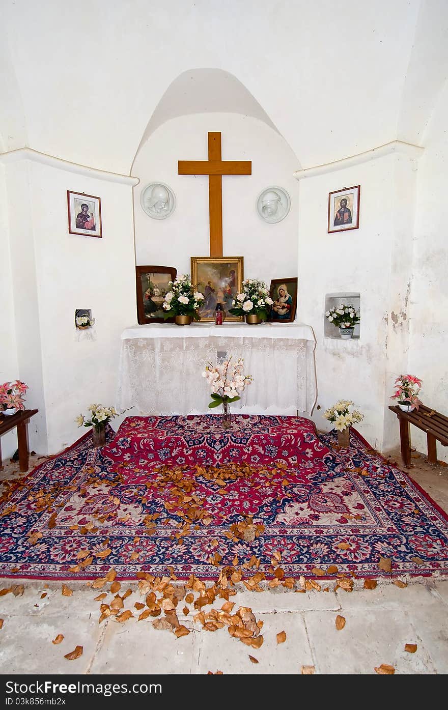 Small chapel interior in Broumov, Czech Republic.