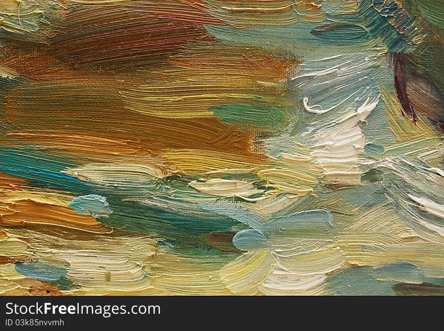 Colorful brushstrokes in oil on canvas