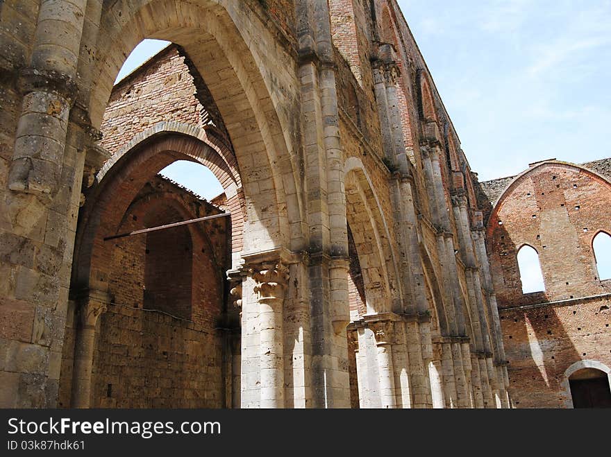 San Galgano abbey in the province of Siena, in Tuscany