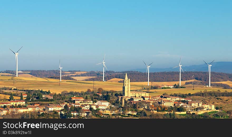 A wind turbines in the South of France (Avignonet-Lauragais). A wind turbines in the South of France (Avignonet-Lauragais)