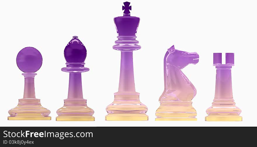 Glass chess pieces on a white background. Glass chess pieces on a white background