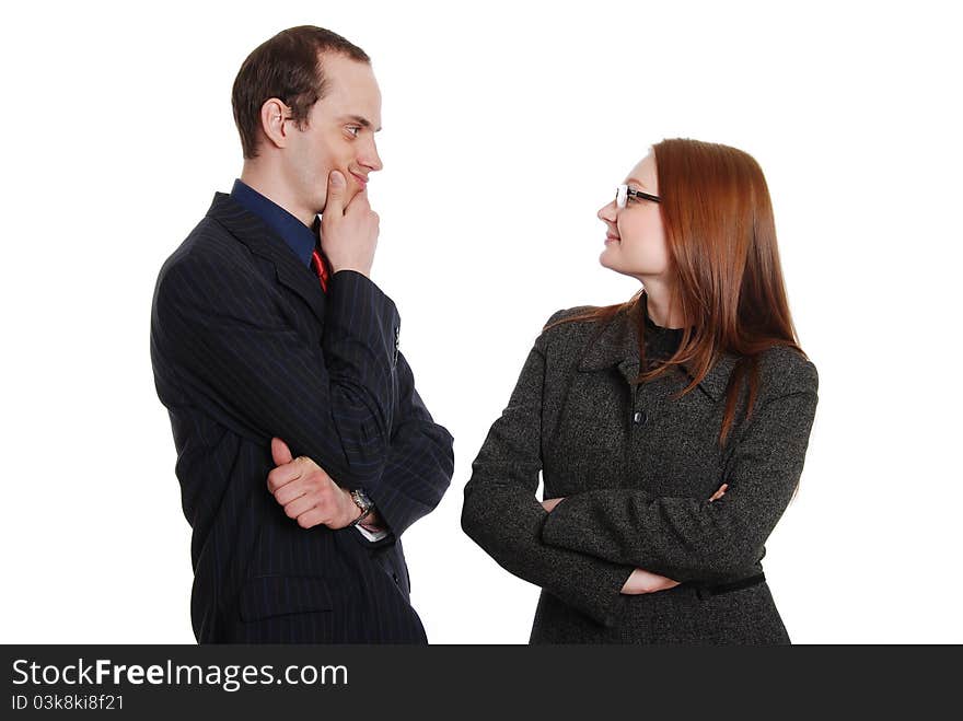 Two young businessman, isolated on white background. Two young businessman, isolated on white background