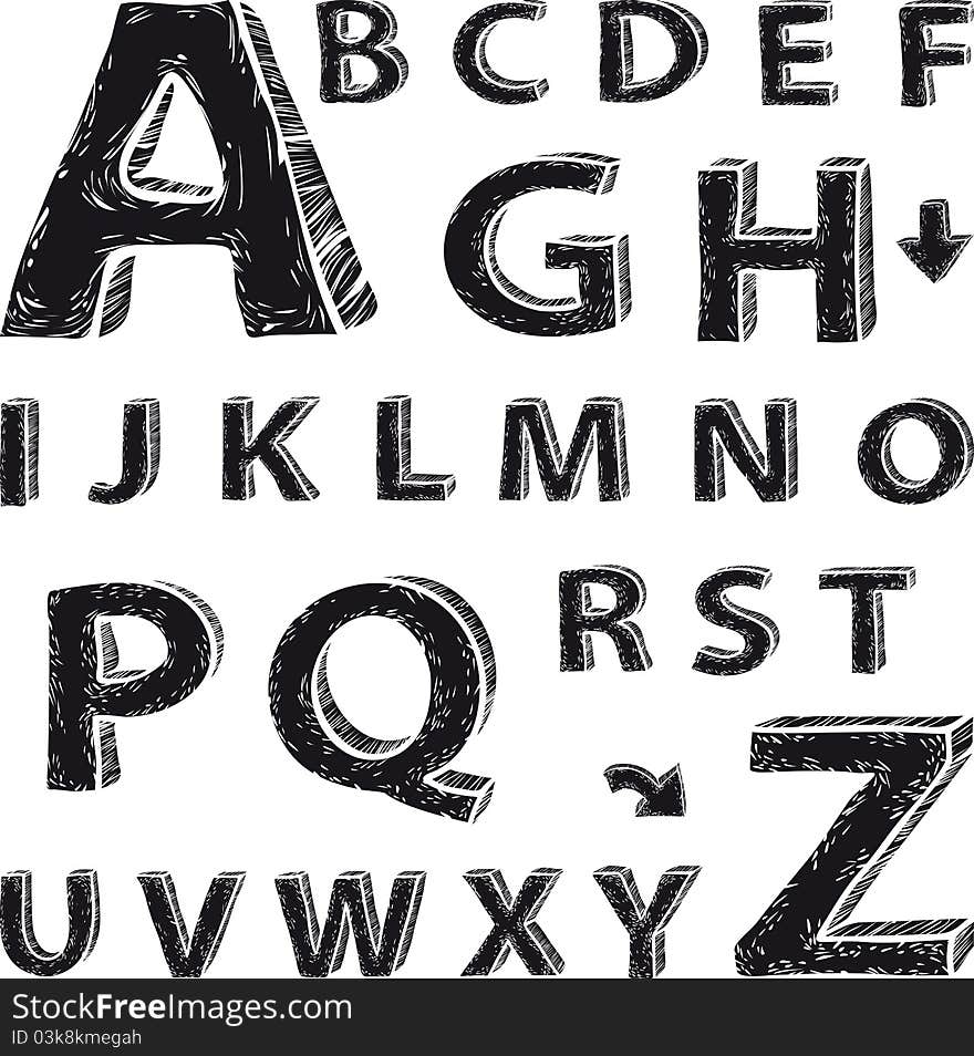 Font composition based on drawing the Latin alphabet.