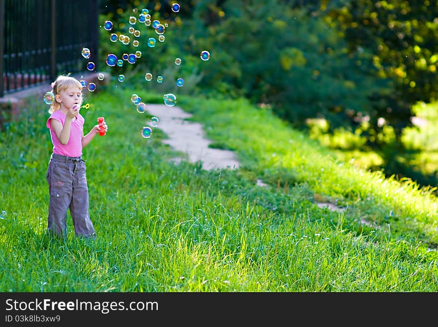 Girl blow bubbles