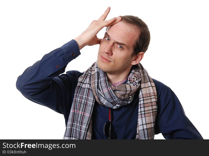 Portrait of the businessman with a scarf isolated on white background