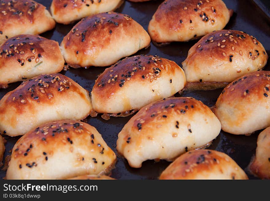 Fresh pastry on tray. delicious !. Fresh pastry on tray. delicious !