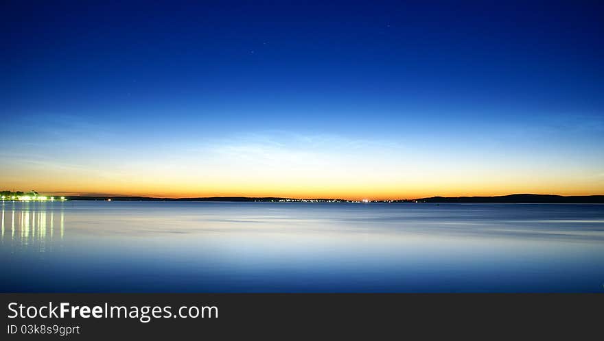 Onego lake in Karelia, Russia shooted at white night. Onego lake in Karelia, Russia shooted at white night