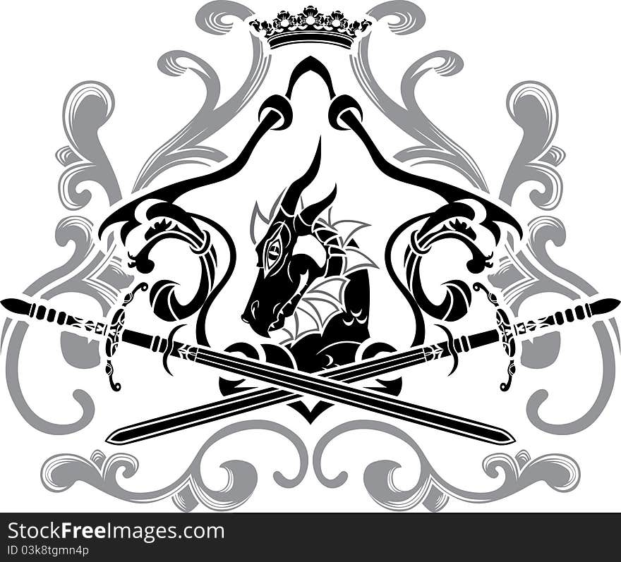 Dragon Shield With Swords