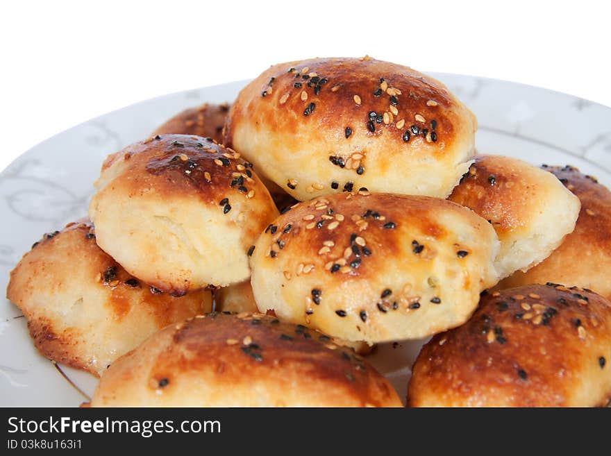 Fresh croissant pastry in plate. delicious