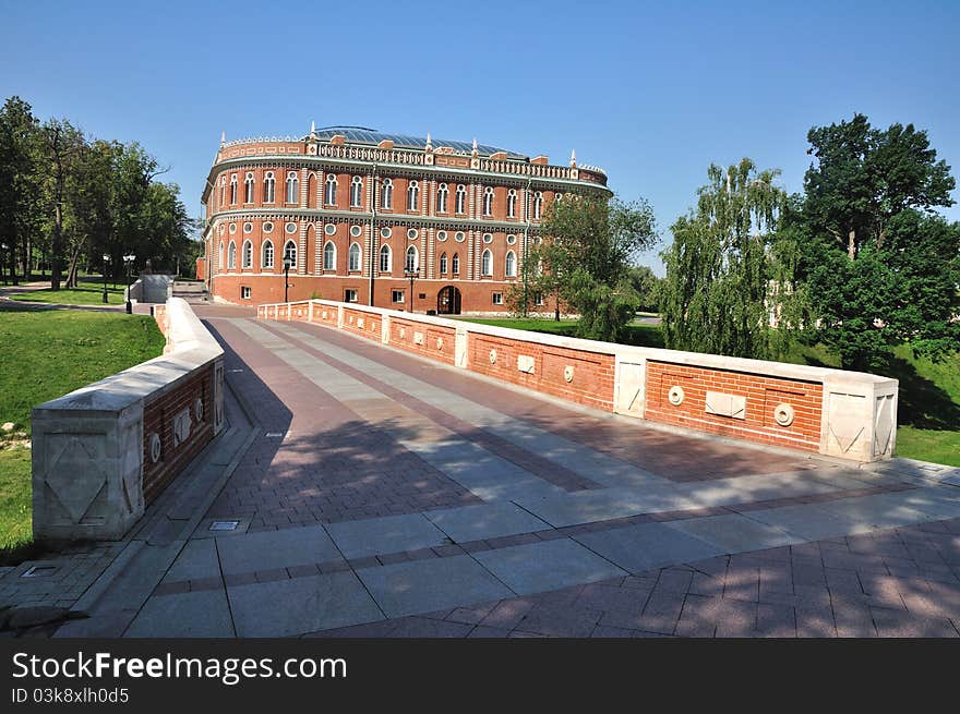 Palace of queen Ekaterina Second Great in Tsaritsino, Moscow, Russia. Palace of queen Ekaterina Second Great in Tsaritsino, Moscow, Russia