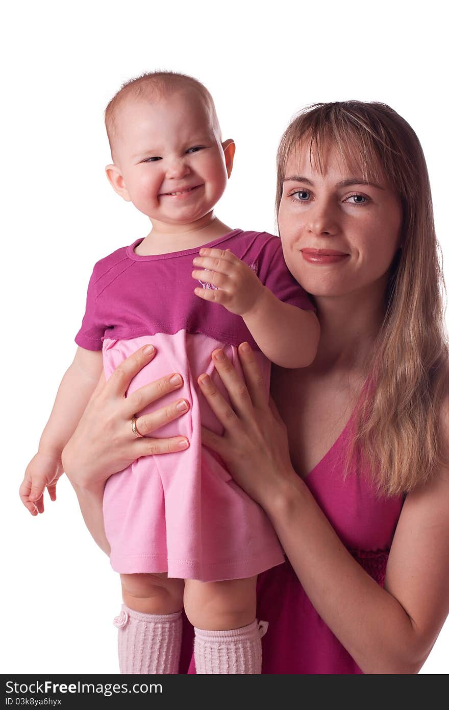 Smiling little girl with mother. Smiling little girl with mother