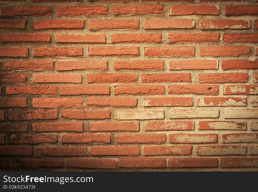 Dark brown brick walls of the old block. Dark brown brick walls of the old block.