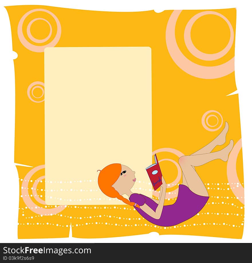 Vector Illustration of cool invitation frame with funky Young girl