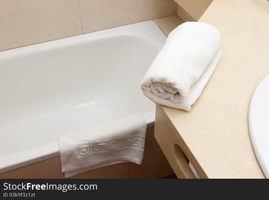 White towels in luxury bathroom. White towels in luxury bathroom