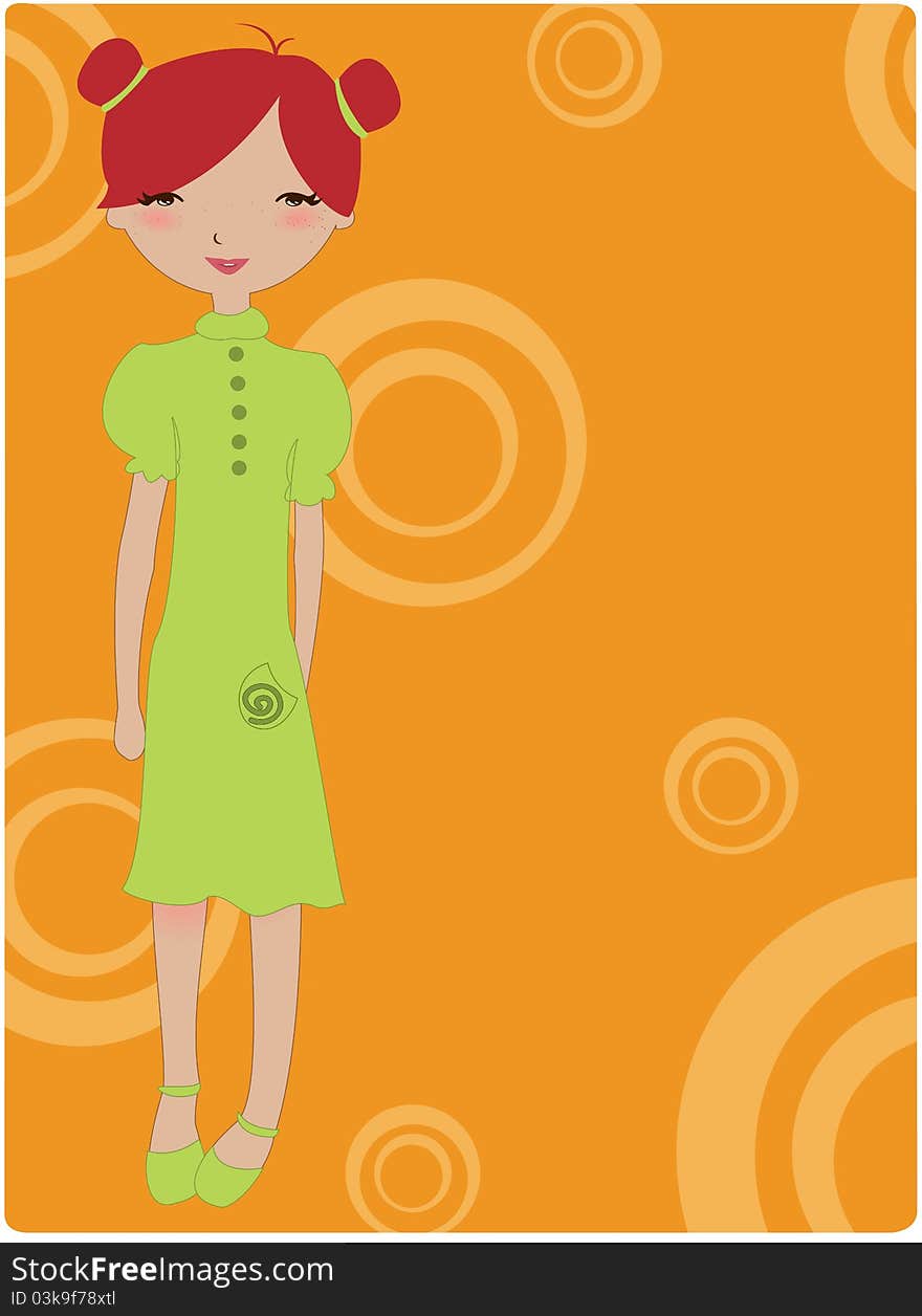 Vector Illustration of cool retro girl. Vector Illustration of cool retro girl