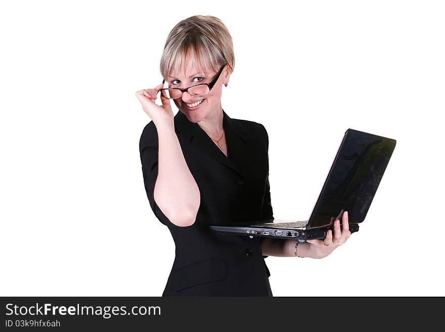 Businesswoman holding notebook