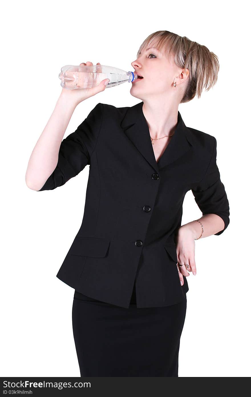 Businesswoman drinking water