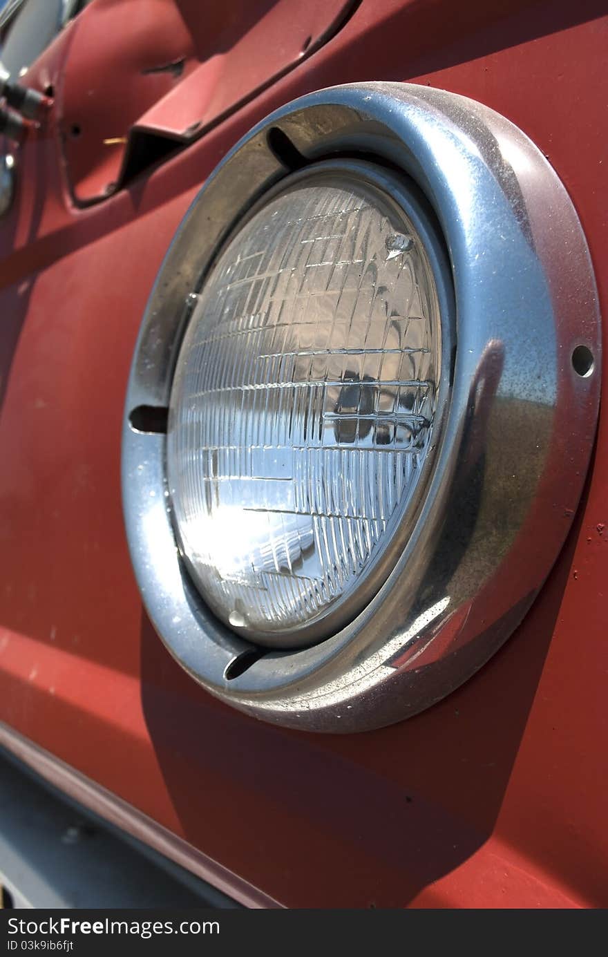 Old Red Wheat Truck Headlight