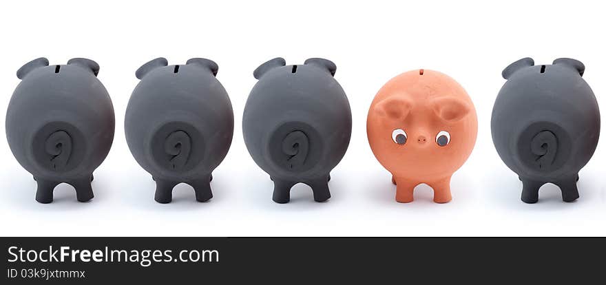 Group of piggy banks