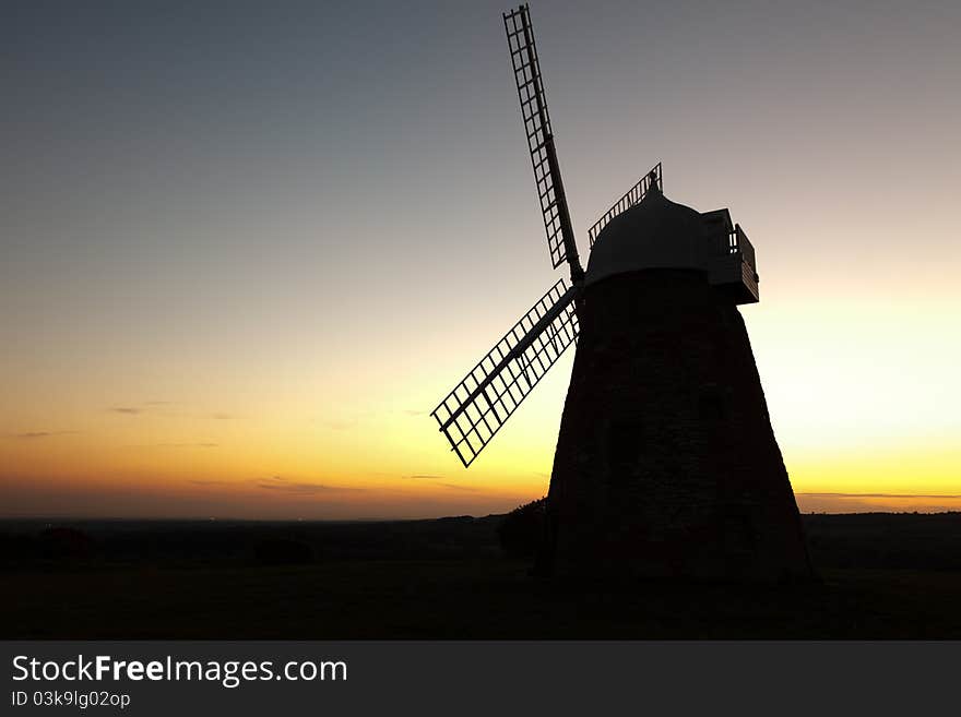 Windmill Silhouette at Sunset