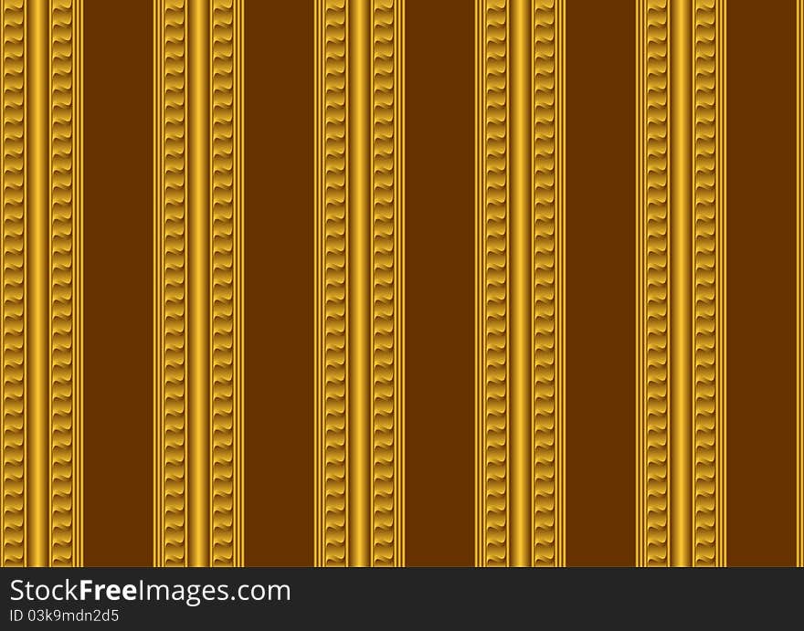 Seamless wallpaper. A gold ornament on a brown background. Seamless wallpaper. A gold ornament on a brown background.