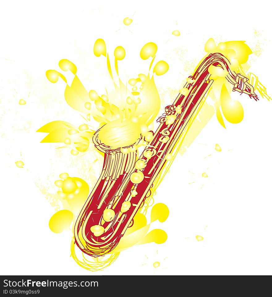 A fun sketchy stylized illustration of a saxophone. Separated into layers for easy modification. A fun sketchy stylized illustration of a saxophone. Separated into layers for easy modification.