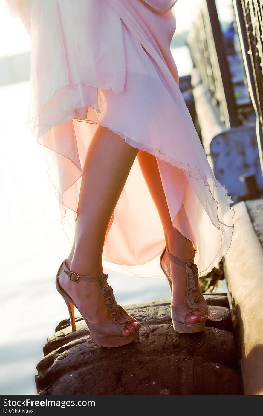 Beautiful legs and sunset