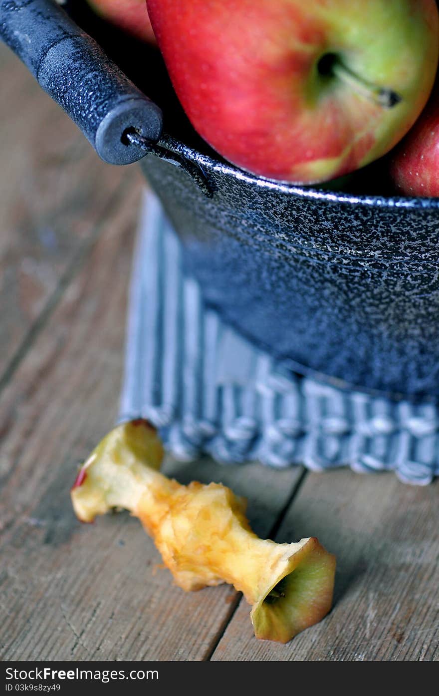 Red fresh apples in basket