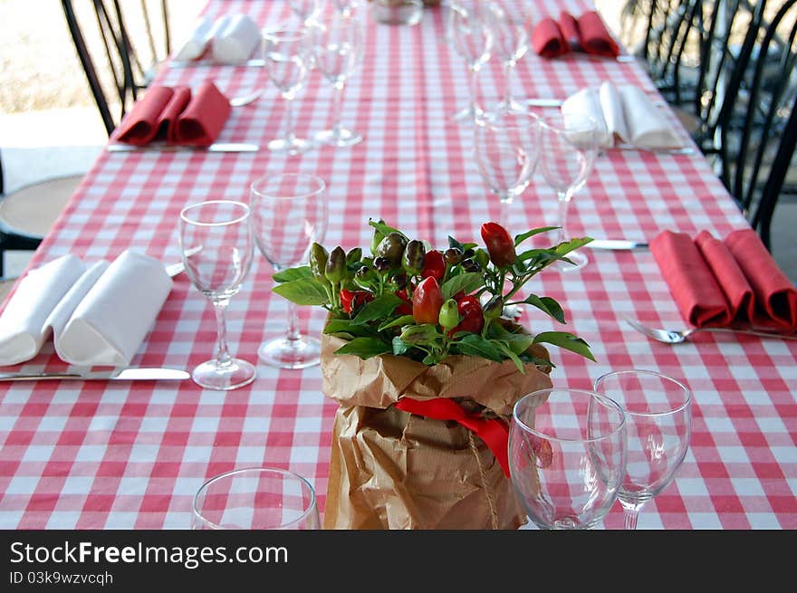 Wedding Table With  Pot Of Peppers