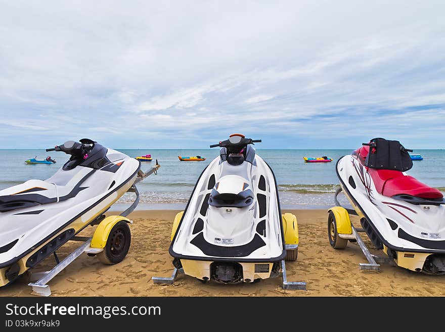 Small Motorboat On The Beach In Thailand