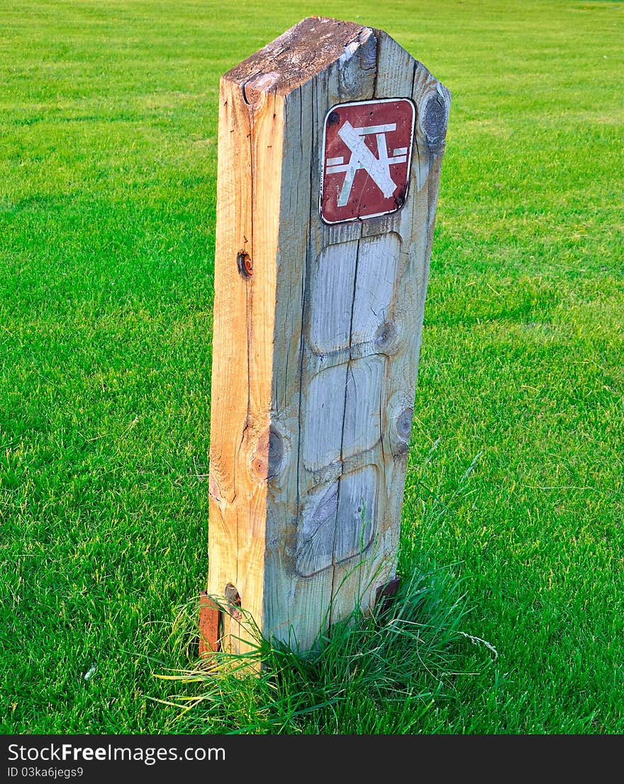 Old county park wooden post and sign. Old county park wooden post and sign