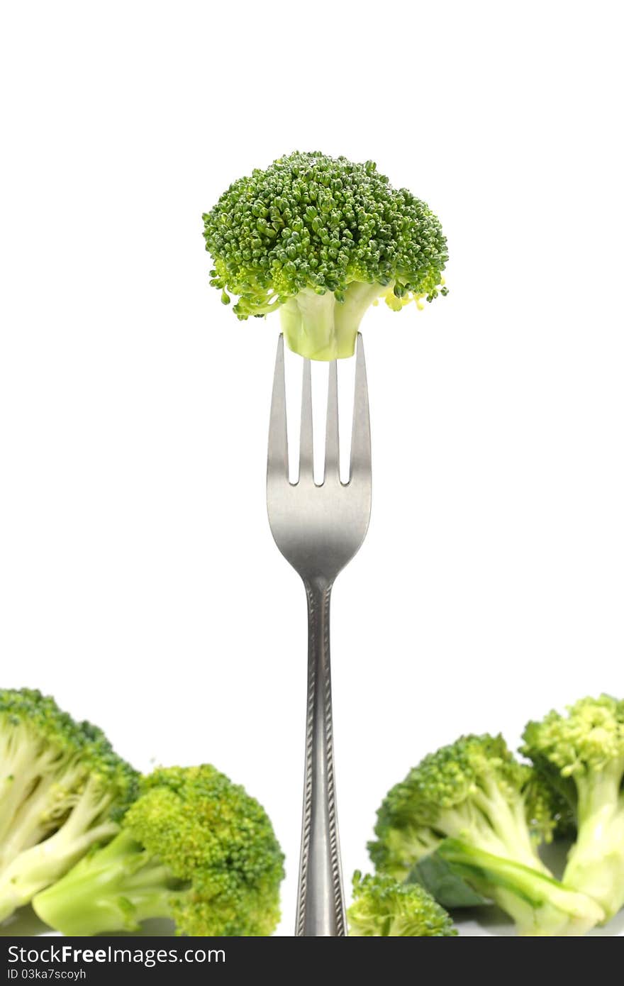 Broccoli on fork