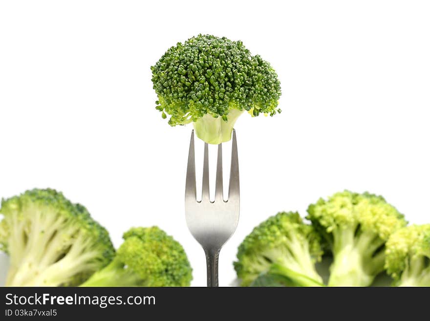 Broccoli on fork