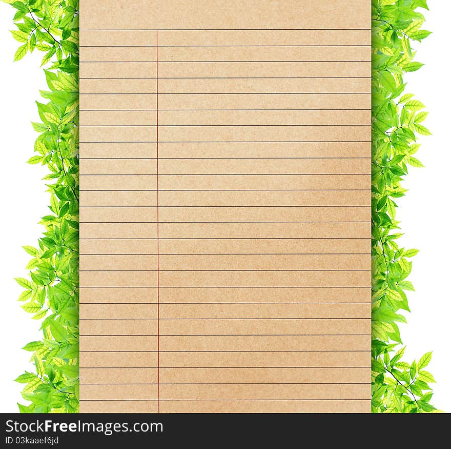 Old Paper on Green leaves synthesis background template