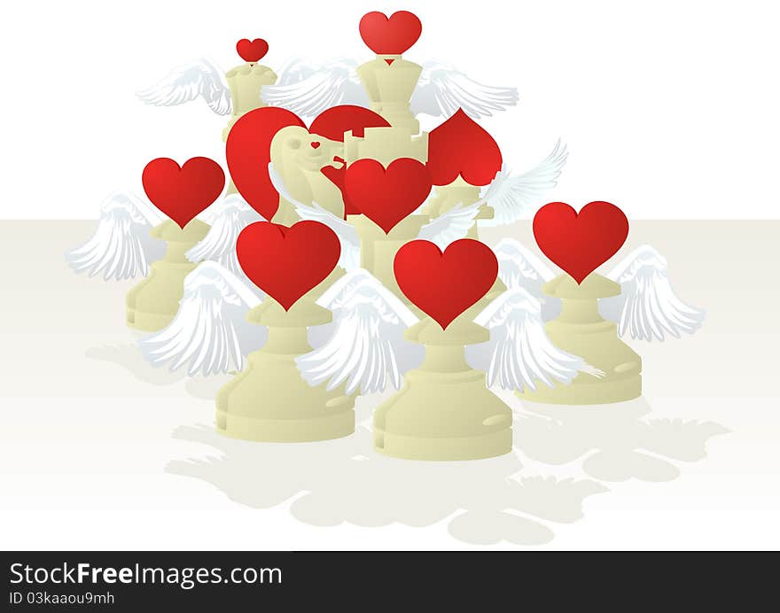 Abstract chess pieces. Illustration on a white background. Abstract chess pieces. Illustration on a white background.