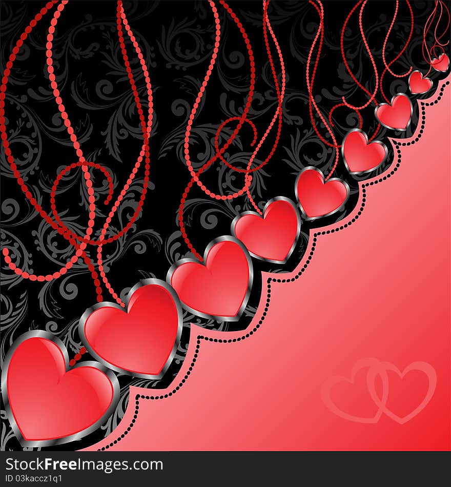 Black and red background with hearts