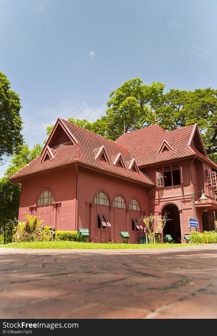 Red palace in low angle