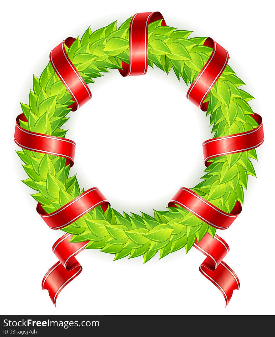 Round wreath with ribbon